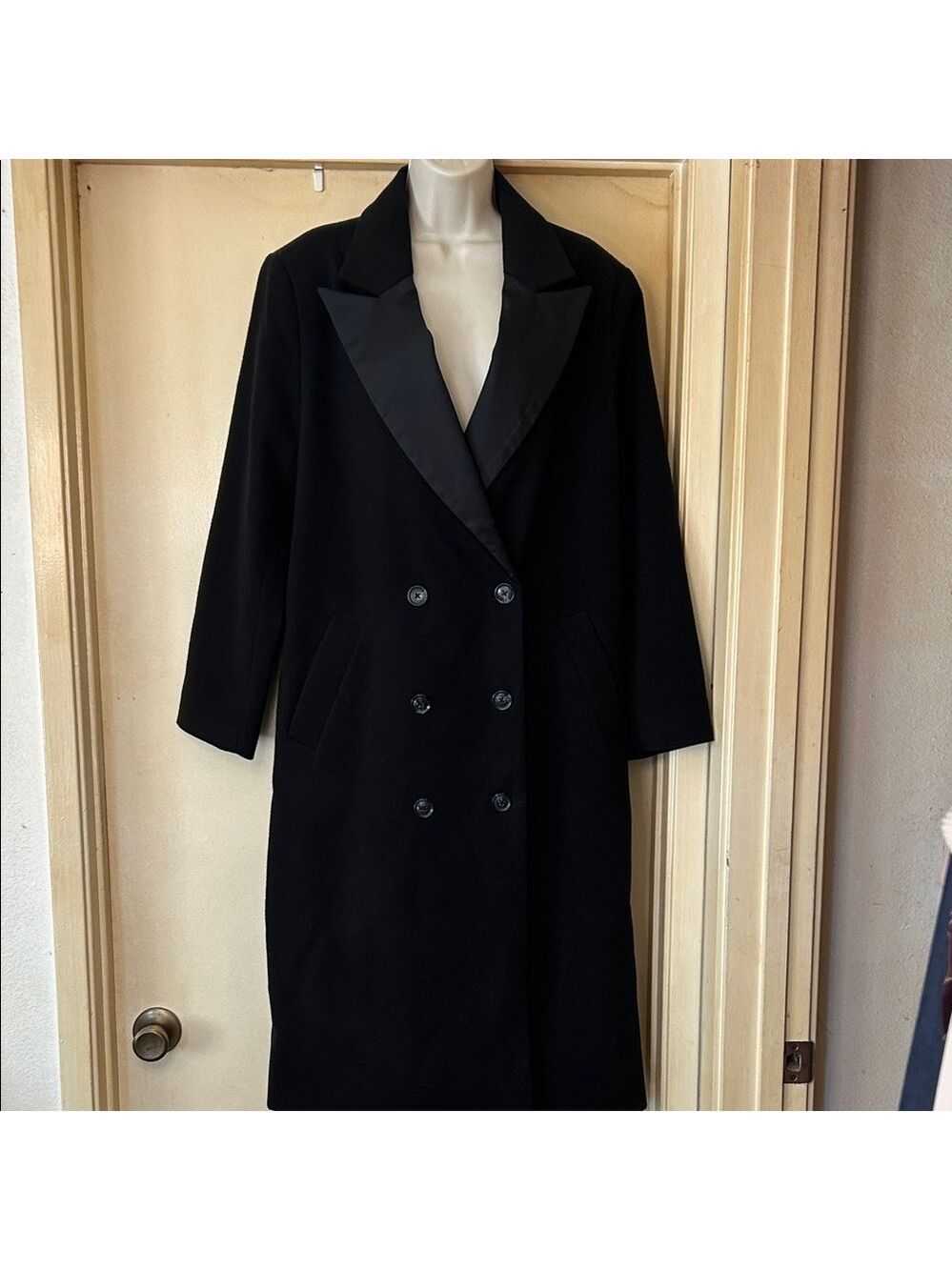 Future Collective Black Double-Breasted Women's Coat size S